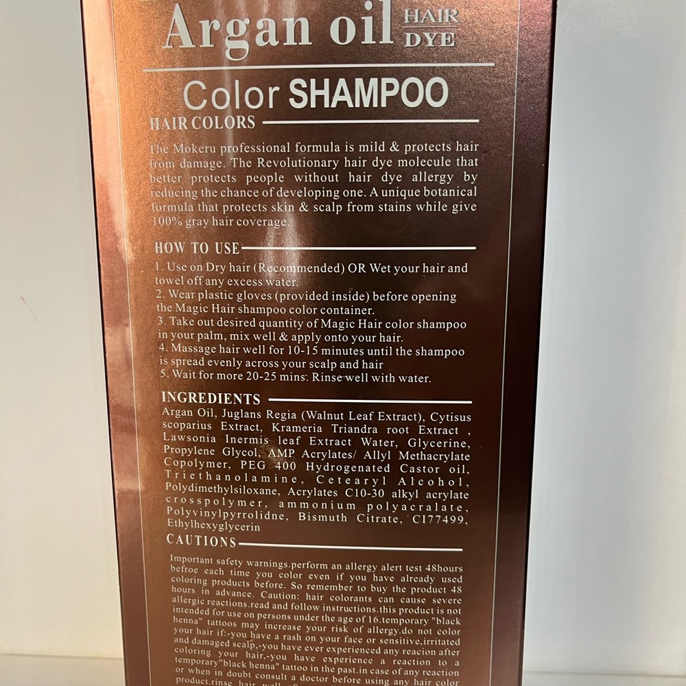 Mockery Professional Árgan oil Dye color shampoo Ammonia free paraban free